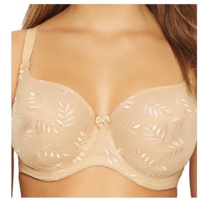 Panache Beige Embroidered Leaf Underwire Bra